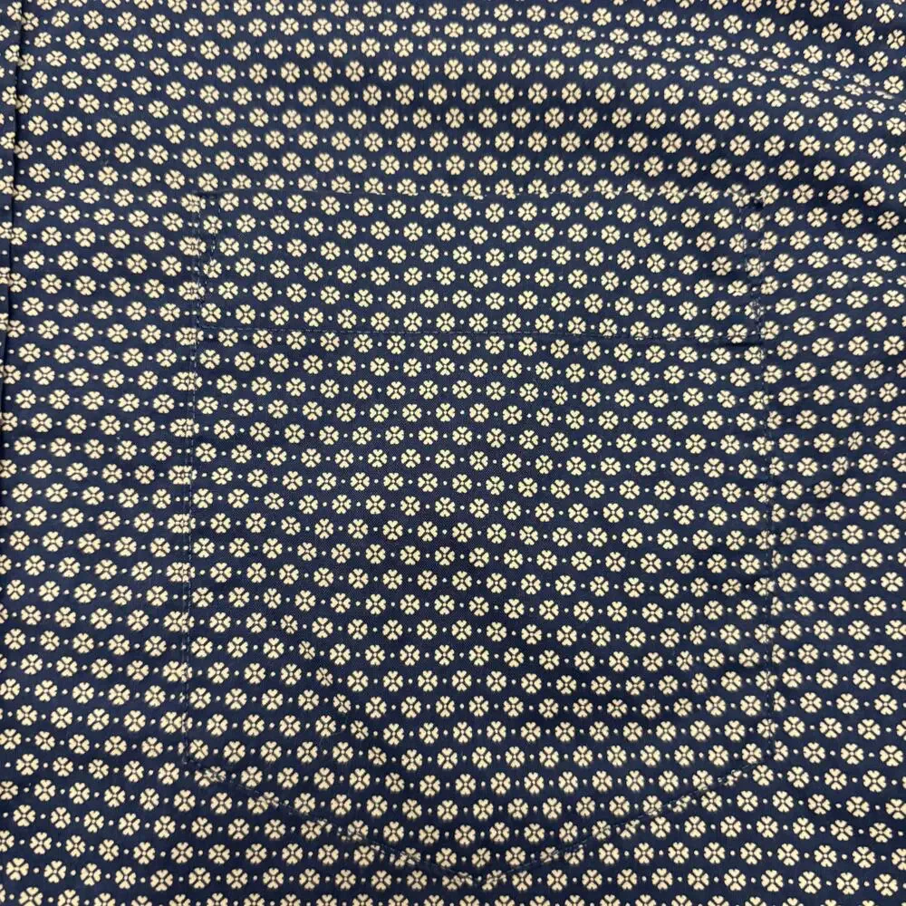 Banana Republic Mens M Slim Fit Short Sleeve Button Down Blue Print Cotton
